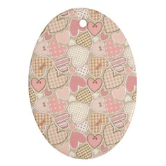 Cute Romantic Hearts Pattern Oval Ornament (Two Sides)