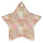 Cute Romantic Hearts Pattern Star Ornament (Two Sides) Front