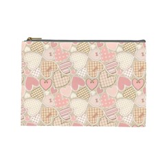 Cute Romantic Hearts Pattern Cosmetic Bag (Large) 