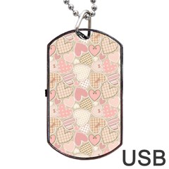 Cute Romantic Hearts Pattern Dog Tag USB Flash (Two Sides)