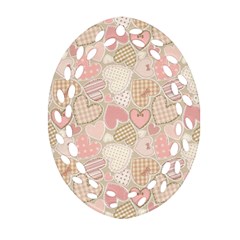 Cute Romantic Hearts Pattern Oval Filigree Ornament (Two Sides)