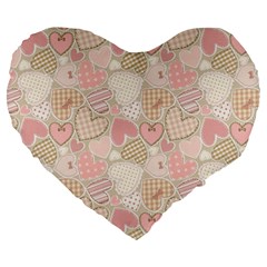 Cute Romantic Hearts Pattern Large 19  Premium Heart Shape Cushions