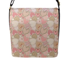 Cute Romantic Hearts Pattern Flap Messenger Bag (L) 