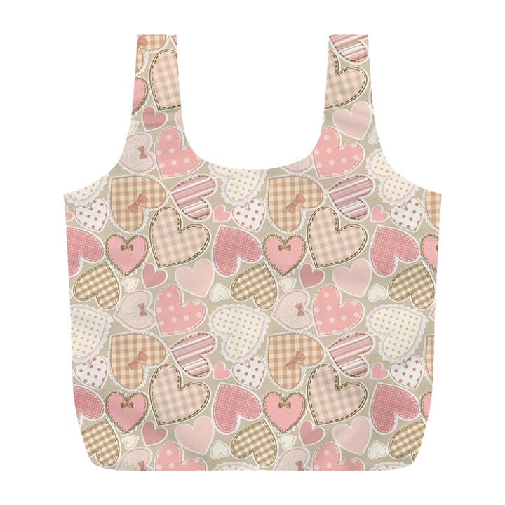 Cute Romantic Hearts Pattern Full Print Recycle Bags (L) 