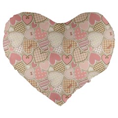 Cute Romantic Hearts Pattern Large 19  Premium Flano Heart Shape Cushions