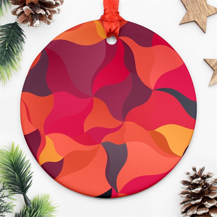 Red Orange Yellow Pink Art Ornament (Round)