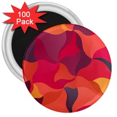 Red Orange Yellow Pink Art 3  Magnets (100 Pack)