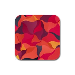 Red Orange Yellow Pink Art Rubber Square Coaster (4 Pack)  by yoursparklingshop