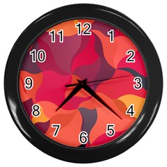 Red Orange Yellow Pink Art Wall Clocks (black) by yoursparklingshop