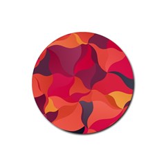 Red Orange Yellow Pink Art Rubber Coaster (round)  by yoursparklingshop