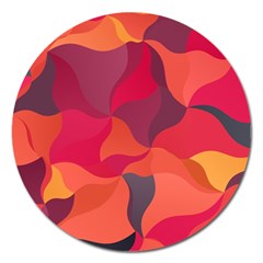 Red Orange Yellow Pink Art Magnet 5  (round) by yoursparklingshop