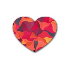 Red Orange Yellow Pink Art Rubber Coaster (heart)  by yoursparklingshop