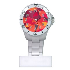 Red Orange Yellow Pink Art Plastic Nurses Watch by yoursparklingshop