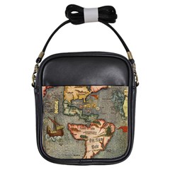 Vintage Map Girls Sling Bags by ArtworkByPatrick