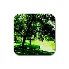 Lake Park 17 Rubber Square Coaster (4 Pack)  by bestdesignintheworld