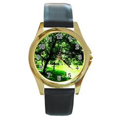 Lake Park 17 Round Gold Metal Watch by bestdesignintheworld