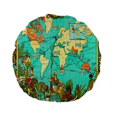 Vintage Map-1 Standard 15  Premium Round Cushions