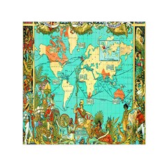 Vintage Map-1 Small Satin Scarf (square)