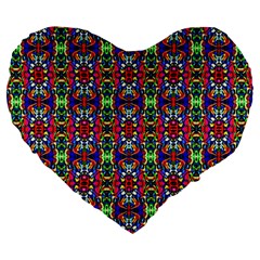 Colorful-30 Large 19  Premium Heart Shape Cushions by ArtworkByPatrick