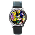 Yellow Roses 2 Round Metal Watch Front