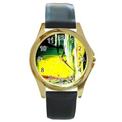 Poppies In An Abandoned Yard 10 Round Gold Metal Watch by bestdesignintheworld