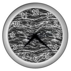 Dark Skin Texture Pattern Wall Clocks (silver)  by dflcprints