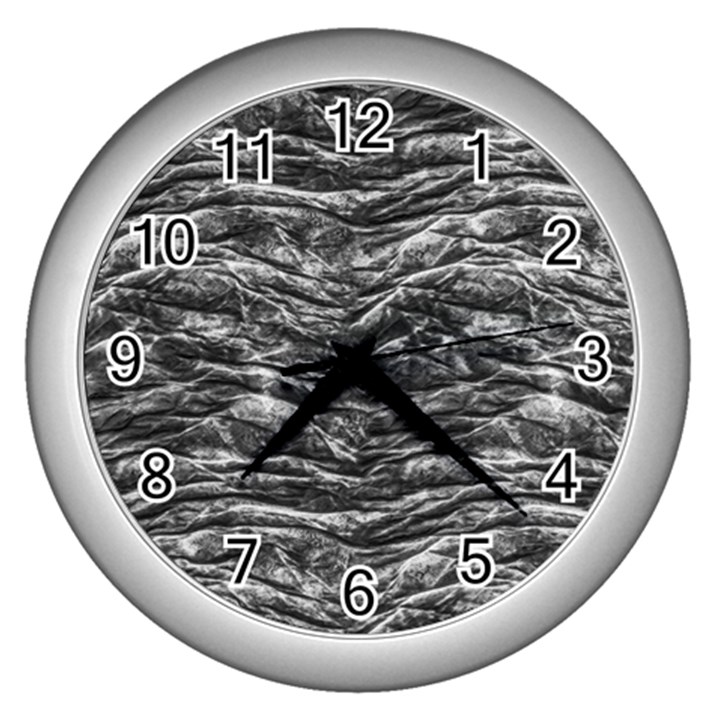 Dark Skin Texture Pattern Wall Clocks (Silver) 