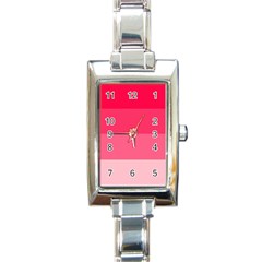 Pink Scarlet Gradient Stripes Pattern Rectangle Italian Charm Watch by yoursparklingshop