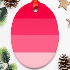 Pink Scarlet Gradient Stripes Pattern Ornament (oval) by yoursparklingshop