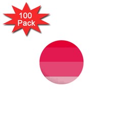 Pink Scarlet Gradient Stripes Pattern 1  Mini Buttons (100 Pack)  by yoursparklingshop