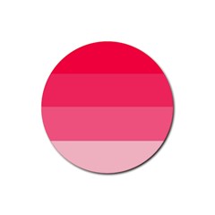 Pink Scarlet Gradient Stripes Pattern Rubber Coaster (round)  by yoursparklingshop