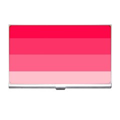 Pink Scarlet Gradient Stripes Pattern Business Card Holders by yoursparklingshop