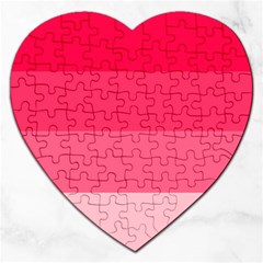 Pink Scarlet Gradient Stripes Pattern Jigsaw Puzzle (heart) by yoursparklingshop