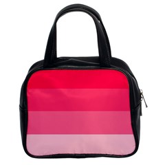 Pink Scarlet Gradient Stripes Pattern Classic Handbags (2 Sides) by yoursparklingshop