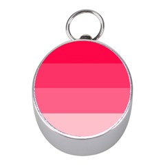 Pink Scarlet Gradient Stripes Pattern Mini Silver Compasses by yoursparklingshop