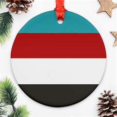 Dark Turquoise Deep Red Gray Elegant Striped Pattern Ornament (round) by yoursparklingshop