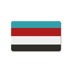 Dark Turquoise Deep Red Gray Elegant Striped Pattern Magnet (name Card) by yoursparklingshop