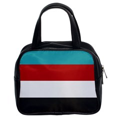 Dark Turquoise Deep Red Gray Elegant Striped Pattern Classic Handbags (2 Sides) by yoursparklingshop