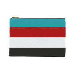 Dark Turquoise Deep Red Gray Elegant Striped Pattern Cosmetic Bag (large)  by yoursparklingshop