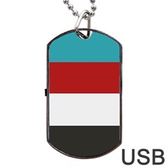 Dark Turquoise Deep Red Gray Elegant Striped Pattern Dog Tag Usb Flash (two Sides) by yoursparklingshop