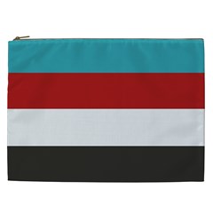 Dark Turquoise Deep Red Gray Elegant Striped Pattern Cosmetic Bag (xxl)  by yoursparklingshop