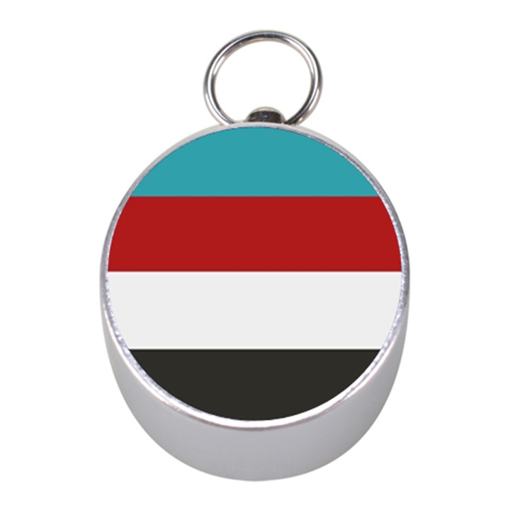 Dark Turquoise Deep Red Gray Elegant Striped Pattern Mini Silver Compasses