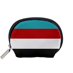 Dark Turquoise Deep Red Gray Elegant Striped Pattern Accessory Pouches (small)  by yoursparklingshop