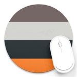 Orange Sand Charcoal Stripes Pattern Striped Elegant Round Mousepads Front