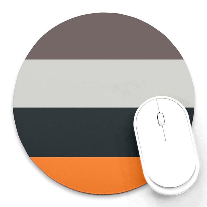 Orange Sand Charcoal Stripes Pattern Striped Elegant Round Mousepads