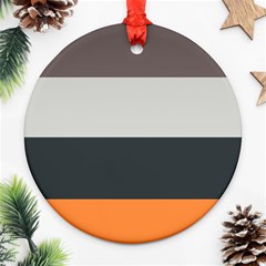 Orange Sand Charcoal Stripes Pattern Striped Elegant Ornament (round) by yoursparklingshop