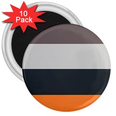 Orange Sand Charcoal Stripes Pattern Striped Elegant 3  Magnets (10 Pack)  by yoursparklingshop