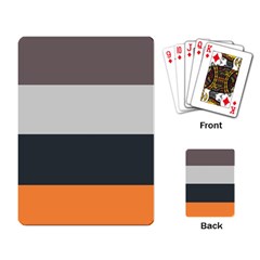 Orange Sand Charcoal Stripes Pattern Striped Elegant Playing Card by yoursparklingshop