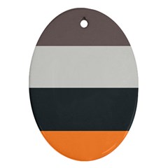 Orange Sand Charcoal Stripes Pattern Striped Elegant Oval Ornament (two Sides) by yoursparklingshop