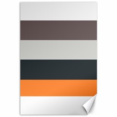 Orange Sand Charcoal Stripes Pattern Striped Elegant Canvas 12  X 18   by yoursparklingshop